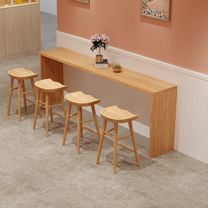 Modern Pine Wood Bar Dining Table Rectangle Indoor Bistro Table with Shelf