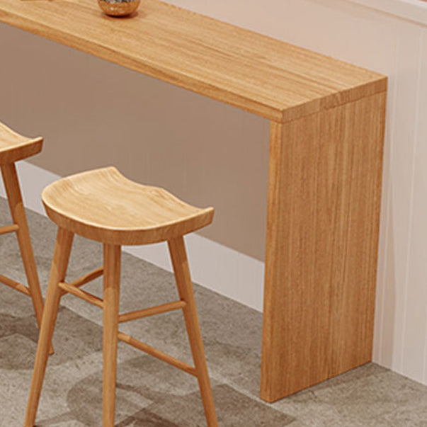 Modern Pine Wood Bar Dining Table Rectangle Indoor Bistro Table with Shelf