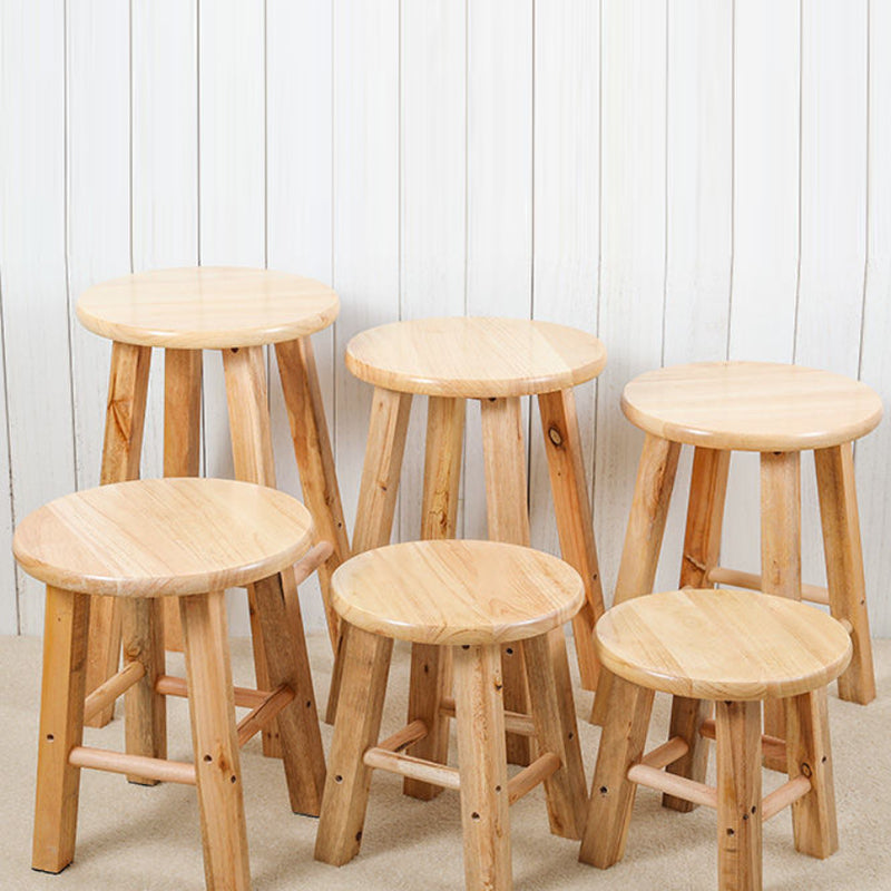 Modern Armless Backless Counter Stool Oak Wood Kitchen Bar Stool with Seat and Pedal