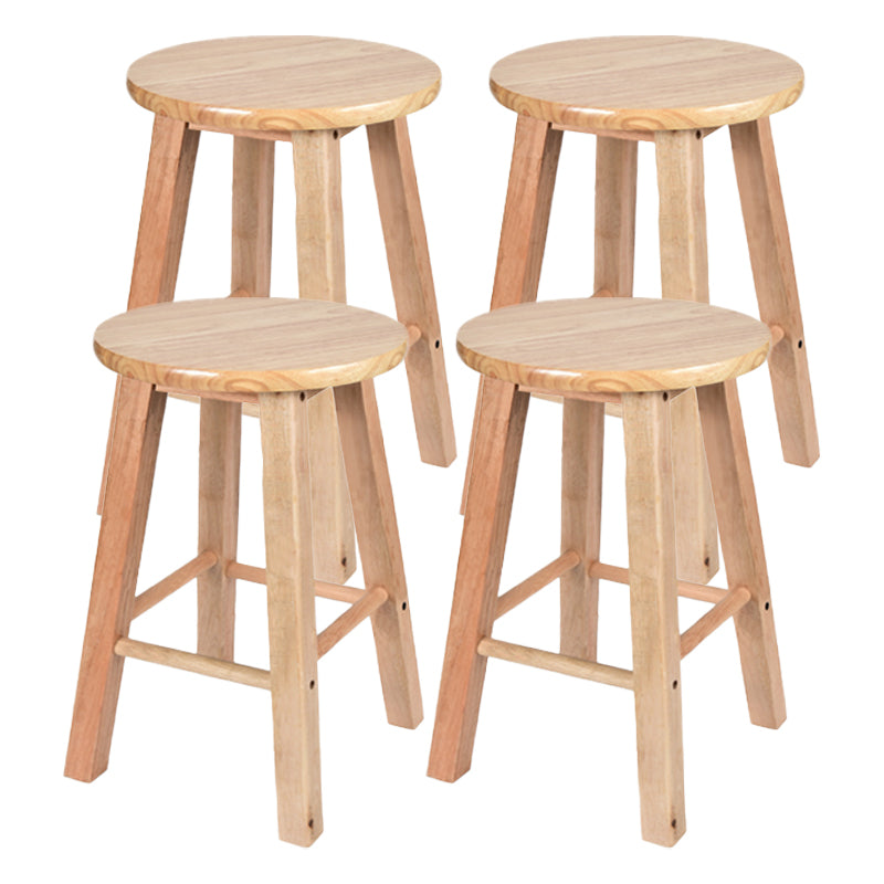 Modern Armless Backless Counter Stool Oak Wood Kitchen Bar Stool with Seat and Pedal