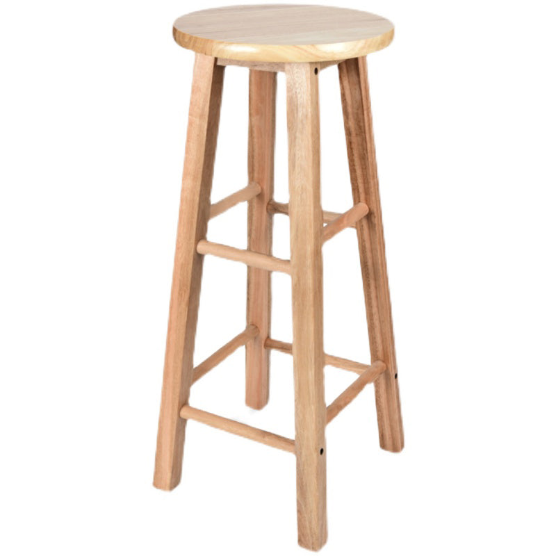 Modern Armless Backless Counter Stool Oak Wood Kitchen Bar Stool with Seat and Pedal
