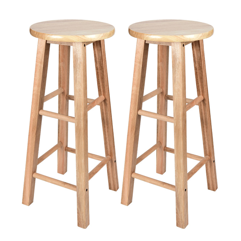 Modern Armless Backless Counter Stool Oak Wood Kitchen Bar Stool with Seat and Pedal
