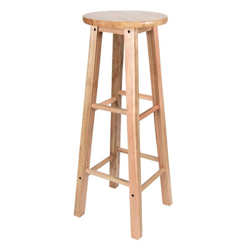 Modern Armless Backless Counter Stool Oak Wood Kitchen Bar Stool with Seat and Pedal