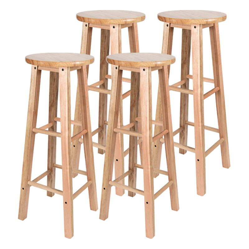 Modern Armless Backless Counter Stool Oak Wood Kitchen Bar Stool with Seat and Pedal