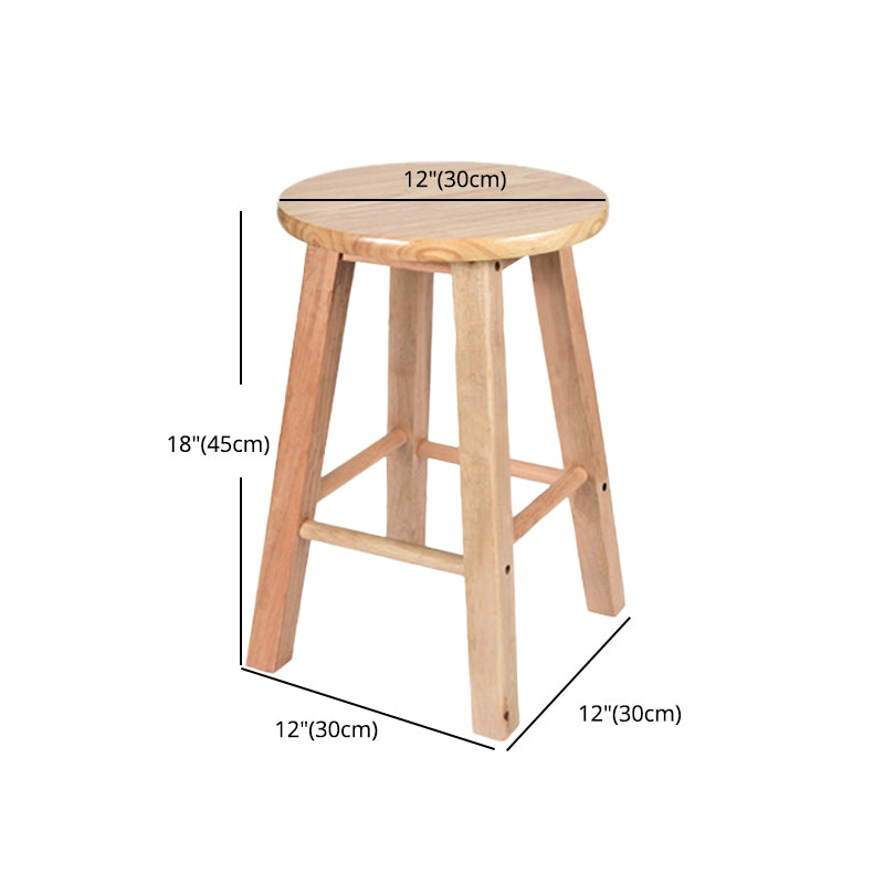 Modern Armless Backless Counter Stool Oak Wood Kitchen Bar Stool with Seat and Pedal