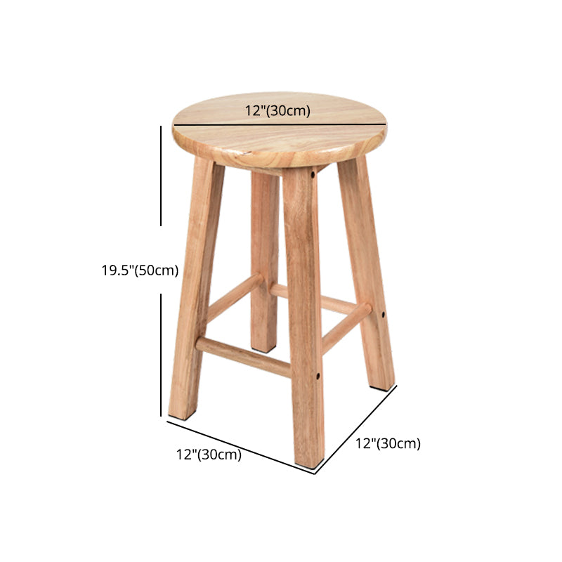 Modern Armless Backless Counter Stool Oak Wood Kitchen Bar Stool with Seat and Pedal