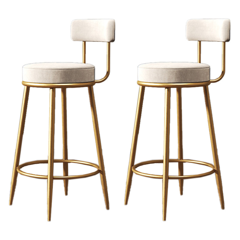 Nordic Armless Backrest Counter Stool Iron Kitchen Bar Stool with Velvet Cushion