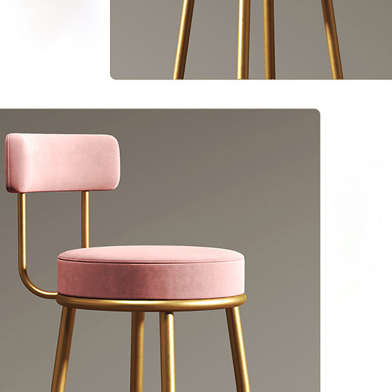 Nordic Armless Backrest Counter Stool Iron Dessert Shop Bar Stool with Cushion and Pedal
