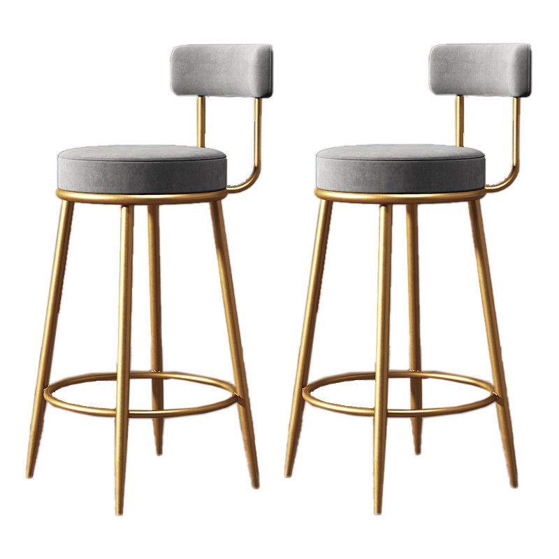 Nordic Armless Backrest Counter Stool Iron Dessert Shop Bar Stool with Cushion and Pedal