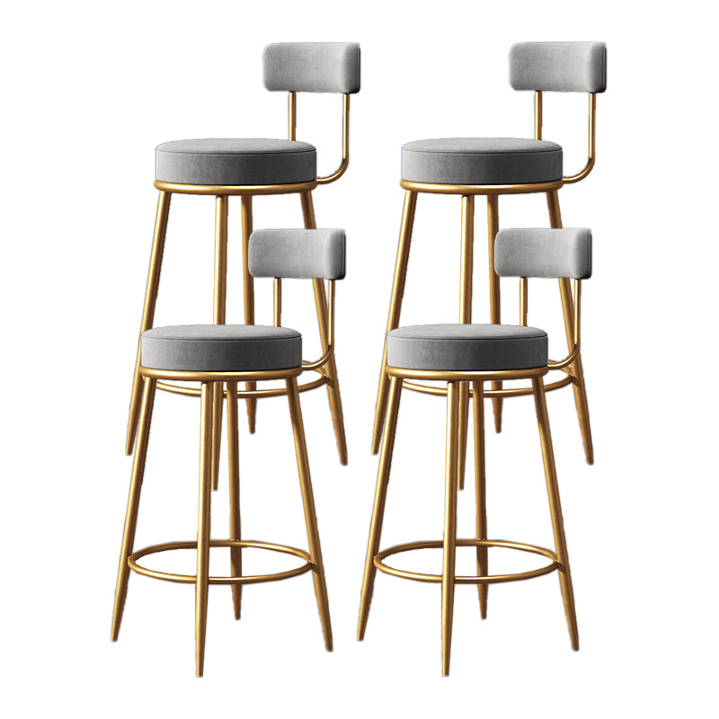 Nordic Armless Backrest Counter Stool Iron Dessert Shop Bar Stool with Cushion and Pedal