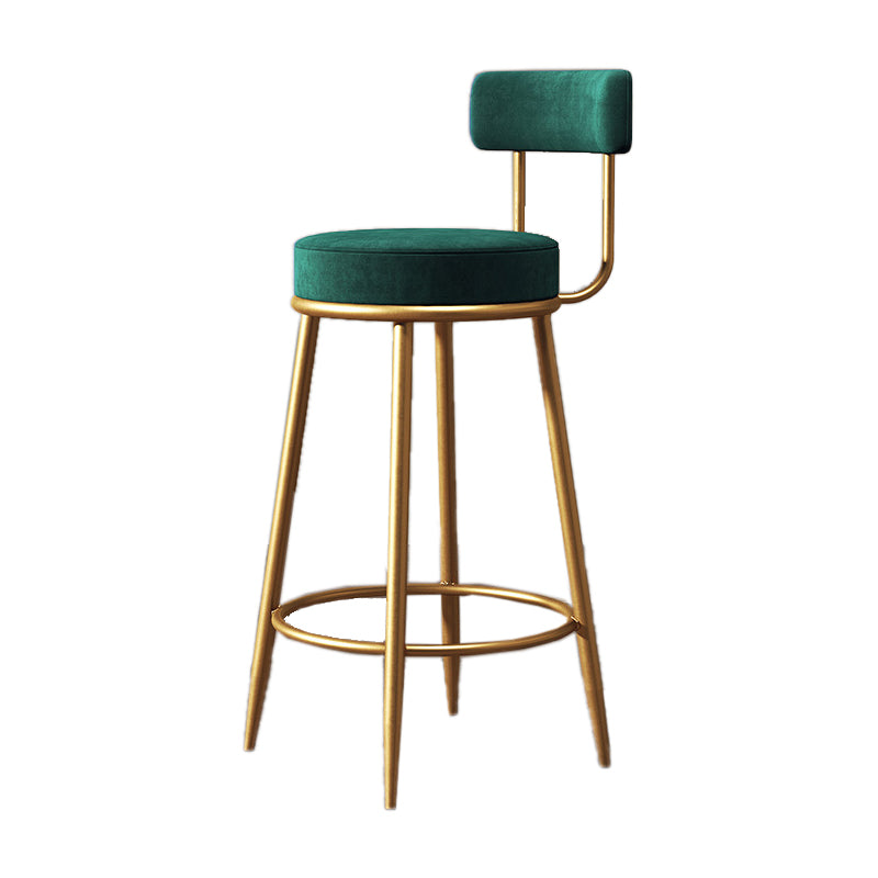 Nordic Armless Backrest Counter Stool Iron Dessert Shop Bar Stool with Cushion and Pedal