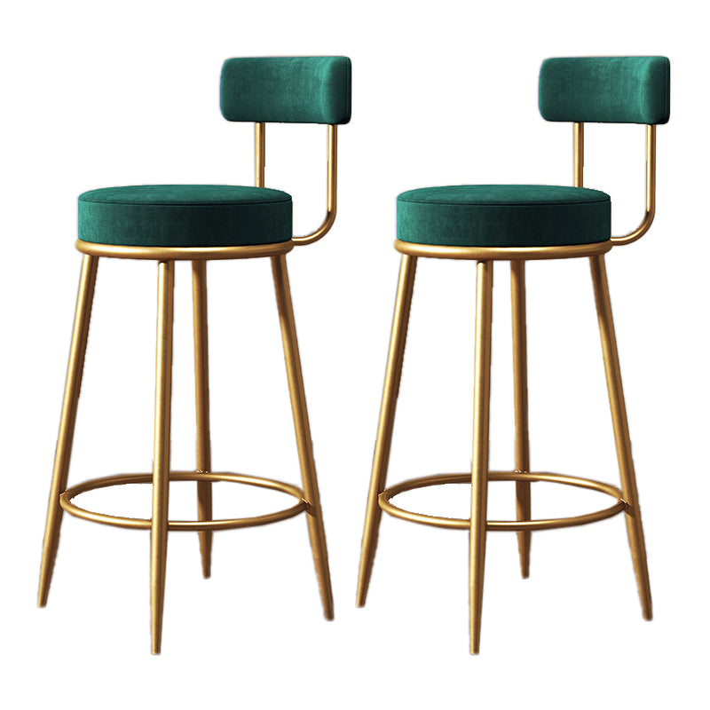 Nordic Armless Backrest Counter Stool Iron Dessert Shop Bar Stool with Cushion and Pedal