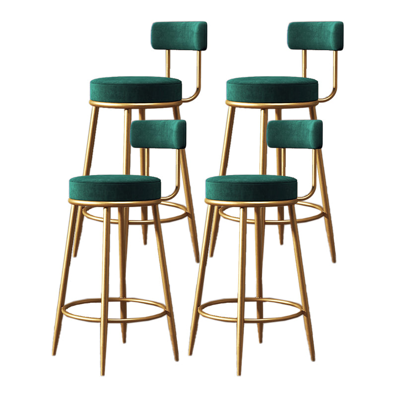 Nordic Armless Backrest Counter Stool Iron Dessert Shop Bar Stool with Cushion and Pedal