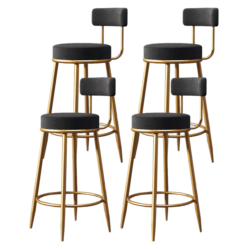 Nordic Armless Backrest Counter Stool Iron Dessert Shop Bar Stool with Cushion and Pedal