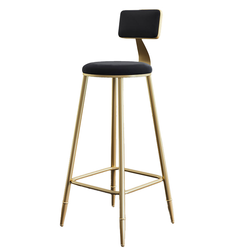 Nordic Armless Backrest Counter Stool Steel Cafe Bar Stool with Velvet Cushion and Pedal