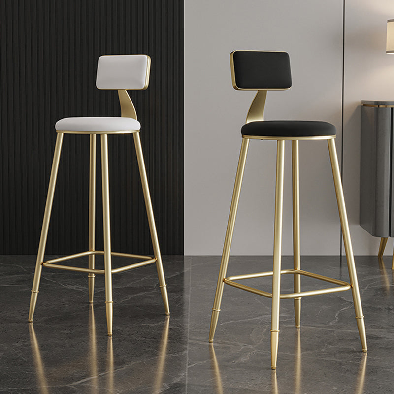 Nordic Armless Backrest Counter Stool Steel Cafe Bar Stool with Velvet Cushion and Pedal