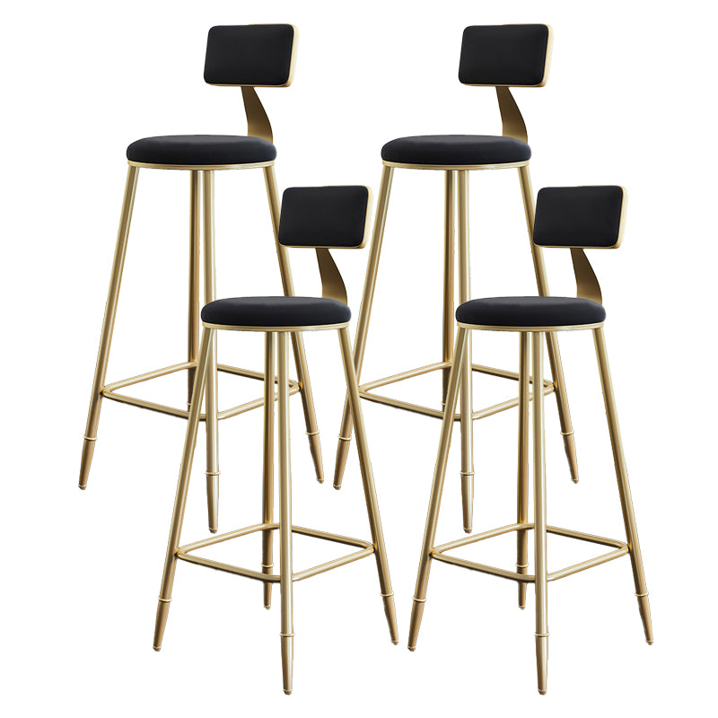 Nordic Armless Backrest Counter Stool Steel Cafe Bar Stool with Velvet Cushion and Pedal