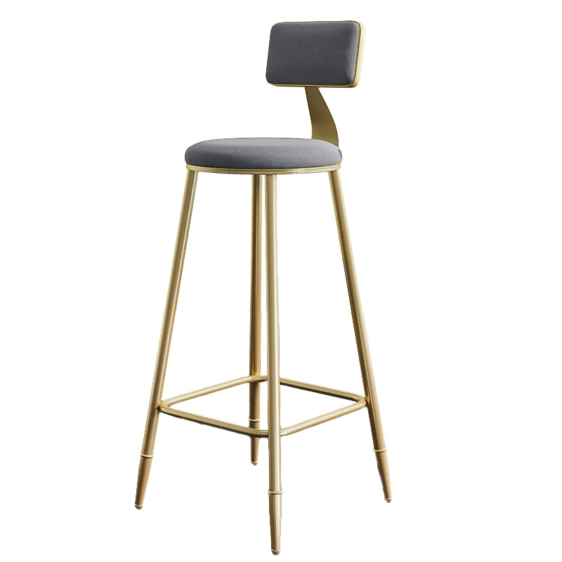 Nordic Armless Backrest Counter Stool Steel Cafe Bar Stool with Velvet Cushion and Pedal