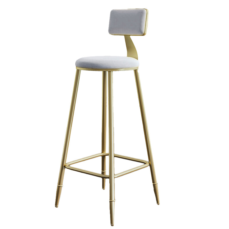 Nordic Armless Backrest Counter Stool Steel Cafe Bar Stool with Velvet Cushion and Pedal