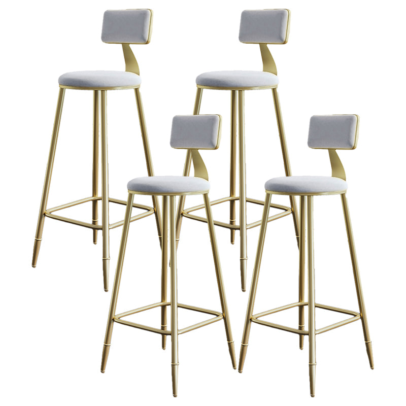 Nordic Armless Backrest Counter Stool Steel Cafe Bar Stool with Velvet Cushion and Pedal