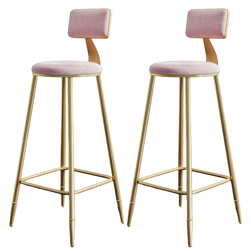 Nordic Armless Backrest Counter Stool Steel Cafe Bar Stool with Velvet Cushion and Pedal