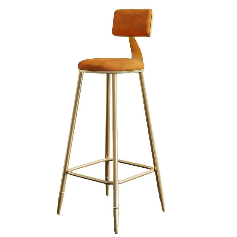 Nordic Armless Backrest Counter Stool Steel Cafe Bar Stool with Velvet Cushion and Pedal
