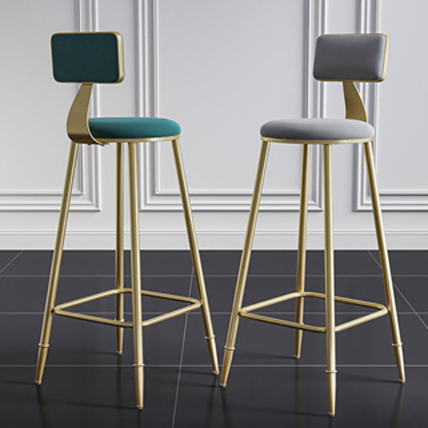 Nordic Armless Backrest Counter Stool Steel Cafe Bar Stool with Velvet Cushion and Pedal