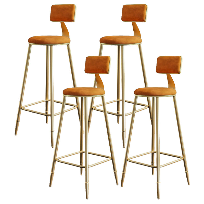 Nordic Armless Backrest Counter Stool Steel Cafe Bar Stool with Velvet Cushion and Pedal