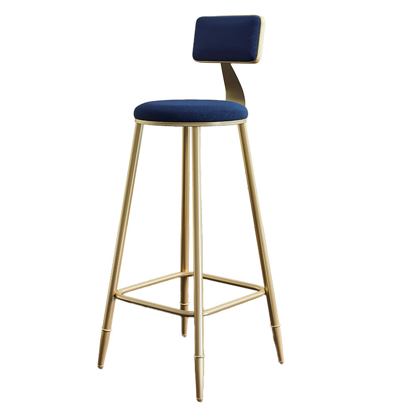 Nordic Armless Backrest Counter Stool Steel Cafe Bar Stool with Velvet Cushion and Pedal