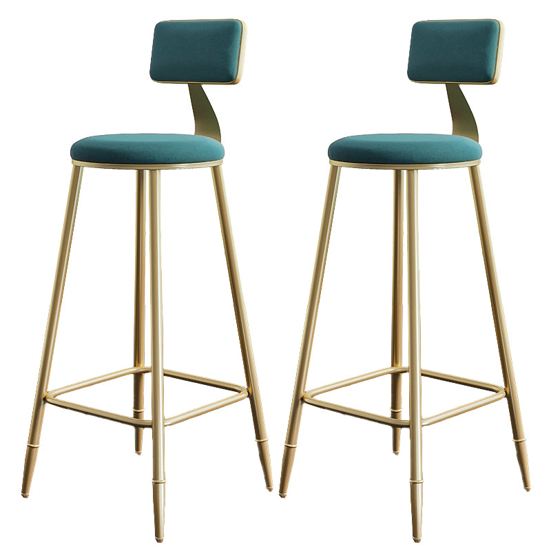 Nordic Armless Backrest Counter Stool Steel Cafe Bar Stool with Velvet Cushion and Pedal