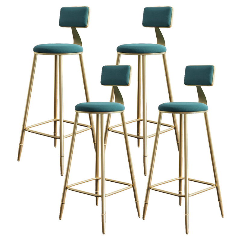 Nordic Armless Backrest Counter Stool Steel Cafe Bar Stool with Velvet Cushion and Pedal