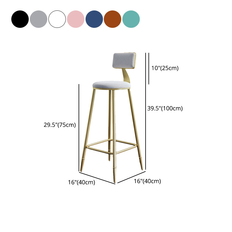 Nordic Armless Backrest Counter Stool Steel Cafe Bar Stool with Velvet Cushion and Pedal