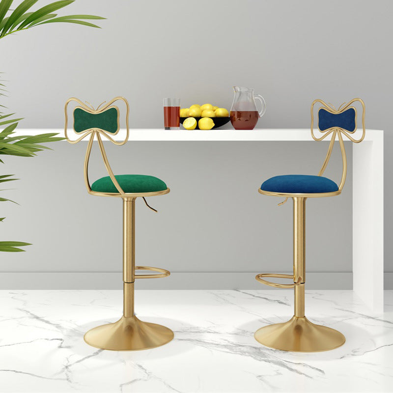 Glam Adjustable Swivel Barstool Matte Finish Velvet Home Stool
