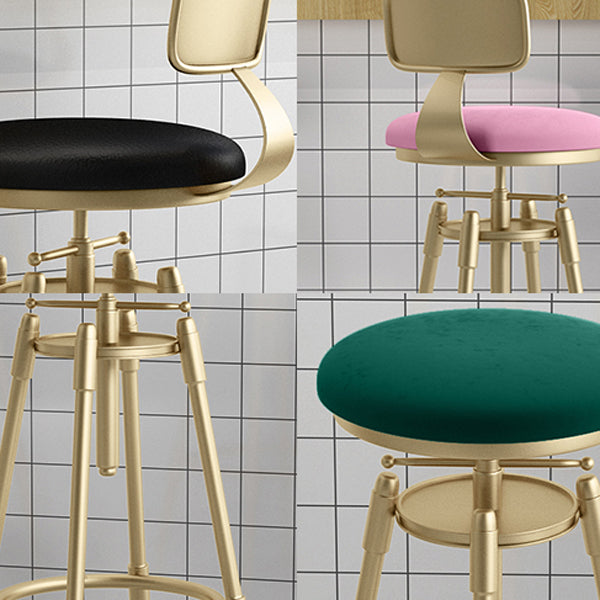 Glam Rotatable Liftable Counter Stool Iron Cashier Bar Stool with Cushion and Pedal