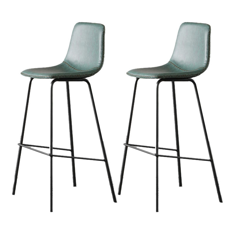 Nordic Backrest Counter Stool Iron Kitchen Bar Stool with Leather Cushion and Pedal