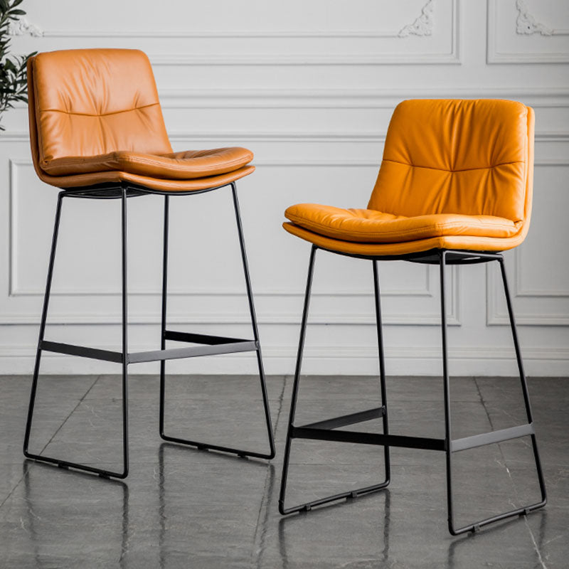 Scandinavian Coffee Shop Footrest Stool Matte Finish Upholstered Barstool