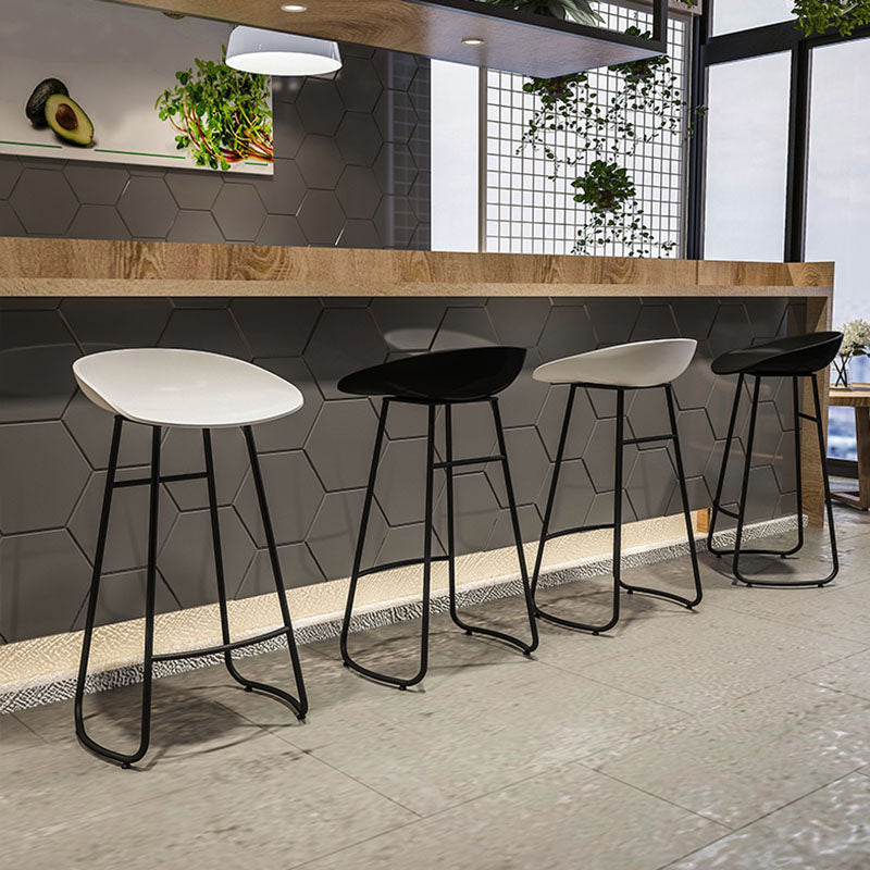 Modern Armless Backrest Counter Stool Iron Cashier Bar Stool with Acrylic Seat and Pedal