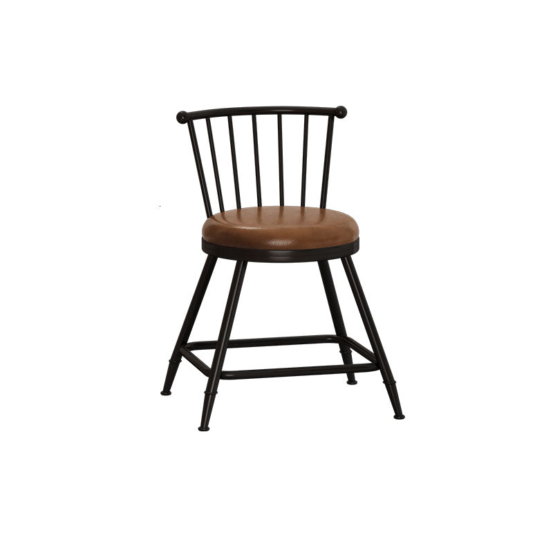 Industrial Armless Backrest Counter Stool Steel Bar Stool with Leather Cushion