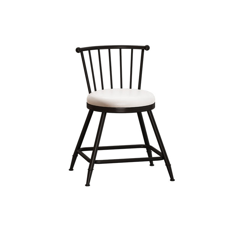 Industrial Armless Backrest Counter Stool Steel Bar Stool with Leather Cushion