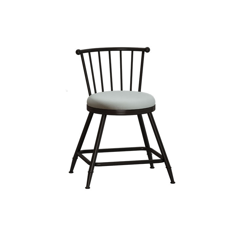 Industrial Armless Backrest Counter Stool Steel Bar Stool with Leather Cushion