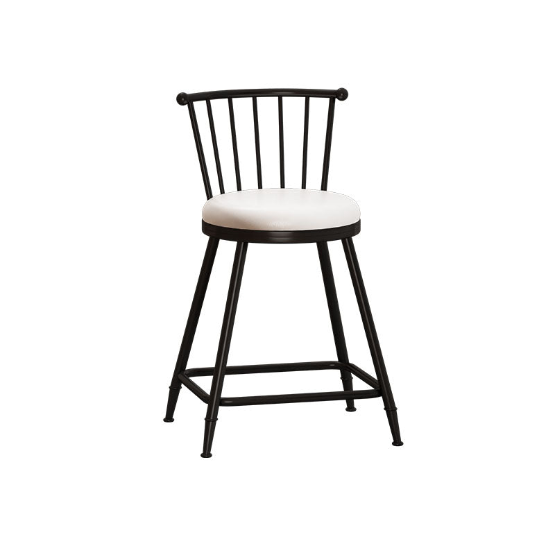 Industrial Armless Backrest Counter Stool Steel Bar Stool with Leather Cushion