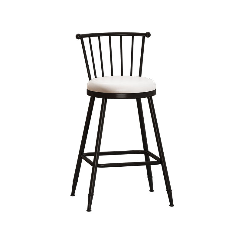 Industrial Armless Backrest Counter Stool Steel Bar Stool with Leather Cushion