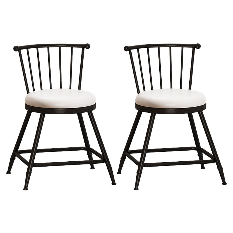 Industrial Armless Backrest Counter Stool Steel Bar Stool with Leather Cushion