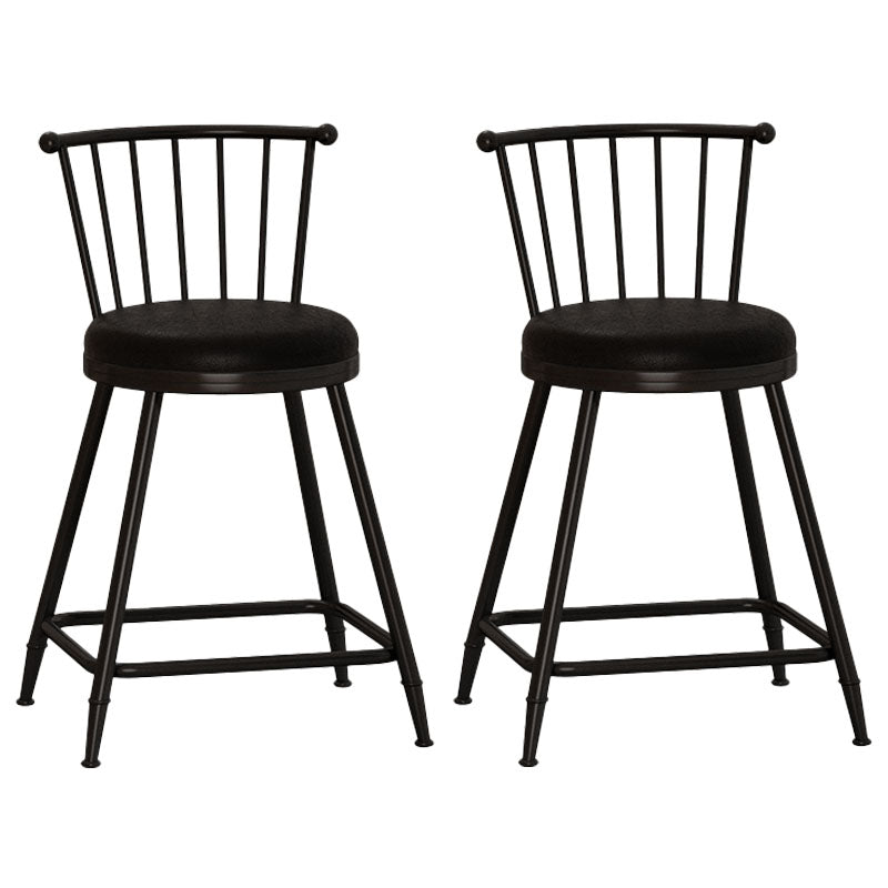 Industrial Armless Backrest Counter Stool Steel Bar Stool with Leather Cushion