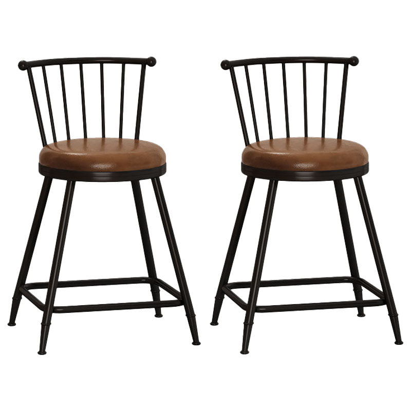 Industrial Armless Backrest Counter Stool Steel Bar Stool with Leather Cushion