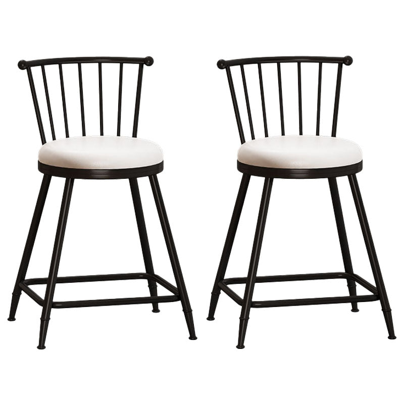 Industrial Armless Backrest Counter Stool Steel Bar Stool with Leather Cushion