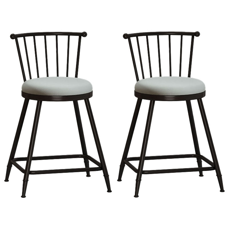 Industrial Armless Backrest Counter Stool Steel Bar Stool with Leather Cushion