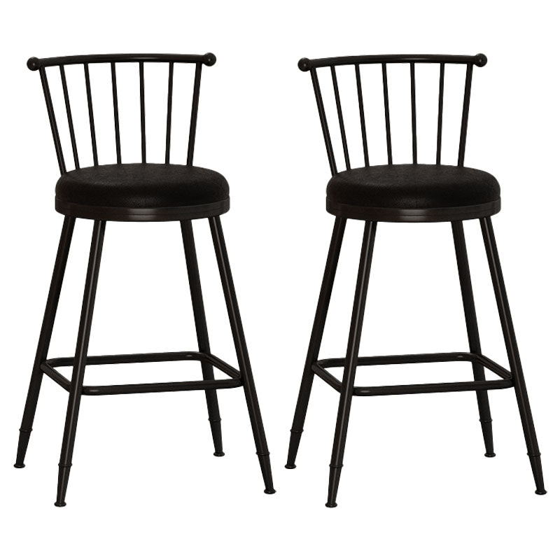 Industrial Armless Backrest Counter Stool Steel Bar Stool with Leather Cushion