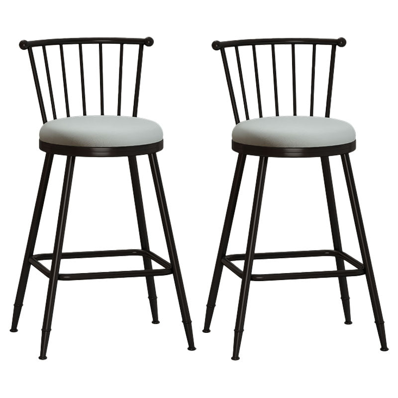 Industrial Armless Backrest Counter Stool Steel Bar Stool with Leather Cushion