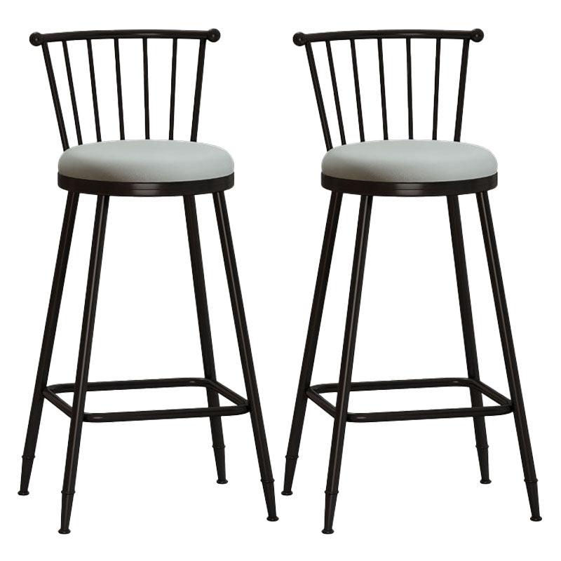 Industrial Armless Backrest Counter Stool Steel Bar Stool with Leather Cushion